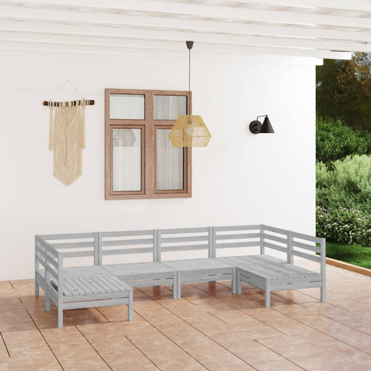 vidaXL 6 Piece Garden Lounge Set White Solid Wood Pine
