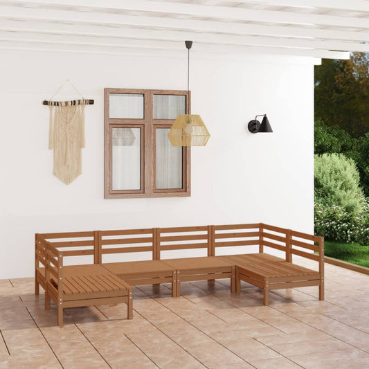 vidaXL 6 Piece Garden Lounge Set Honey Brown Solid Wood Pine