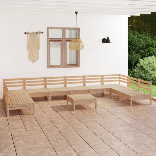 vidaXL 11 Piece Garden Lounge Set Solid Wood Pine