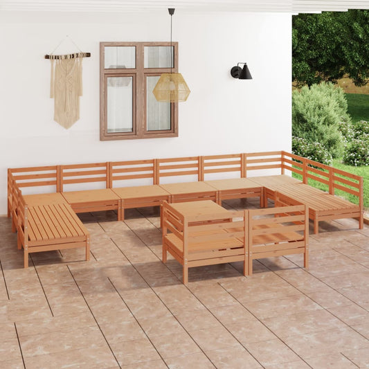 vidaXL 13 Piece Garden Lounge Set Honey Brown Solid Wood Pine