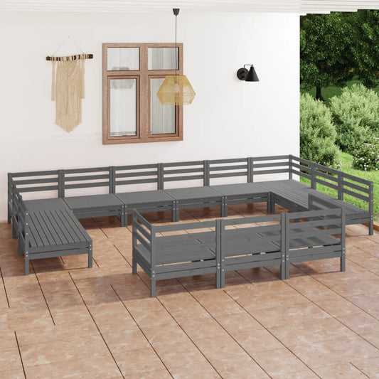 vidaXL 13 Piece Garden Lounge Set Grey Solid Wood Pine