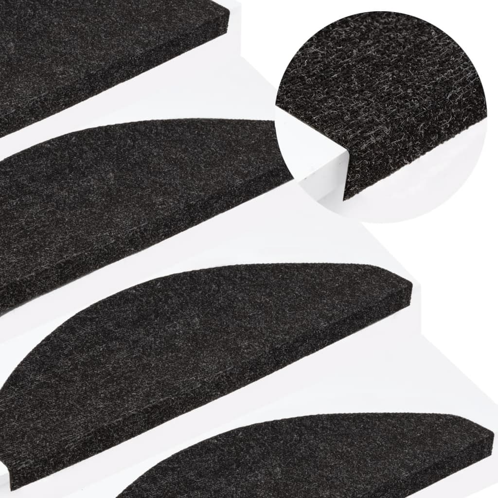 vidaXL Stair Mats Self-adhesive 15 pcs 65x22.5x3.5 cm Anthracite