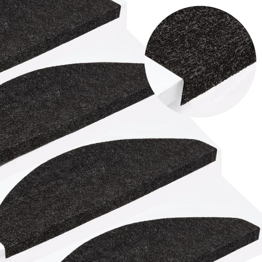 vidaXL Stair Mats Self-adhesive 15 pcs 65x22.5x3.5 cm Anthracite