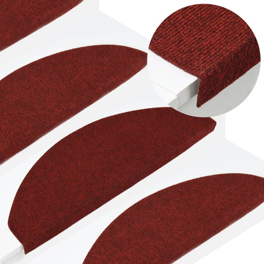 vidaXL Stair Mats Self-adhesive 15 pcs 65x22.5x3.5 cm Red