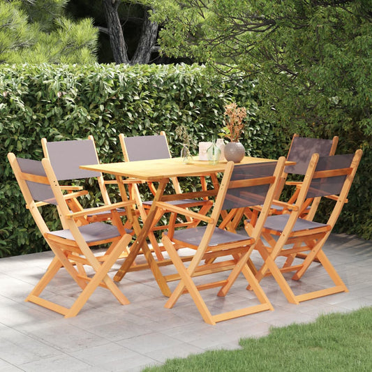 vidaXL 7 Piece Outdoor Dining Set Grey Solid Eucalyptus Wood