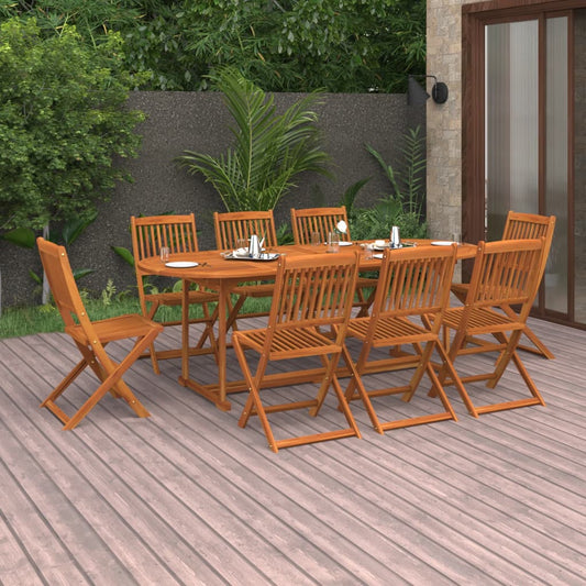 vidaXL 9 Piece Garden Dining Set Solid Acacia Wood