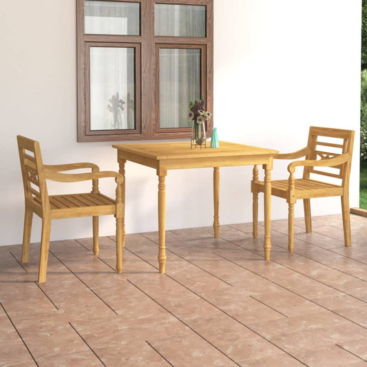 vidaXL 3 Piece Garden Dining Set Solid Teak Wood