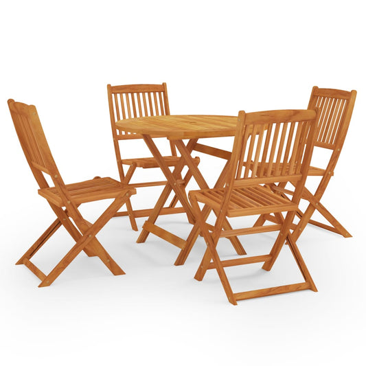 vidaXL 5 Piece Folding Outdoor Dining Set Solid Eucalyptus Wood