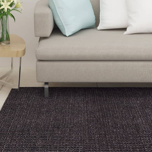 vidaXL Rug Natural Sisal 80x200 cm Black
