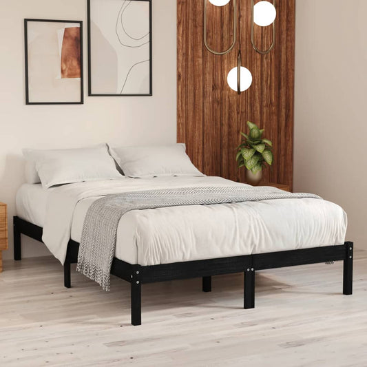 vidaXL Bed Frame Black Solid Wood 120x190 cm Small Double