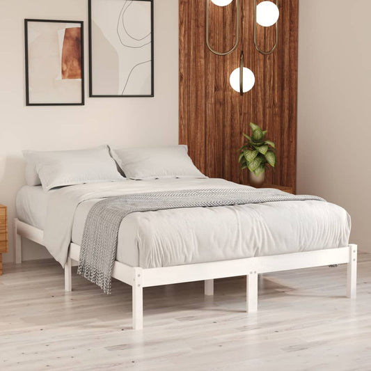vidaXL Bed Frame White Solid Wood 135x190 cm Double