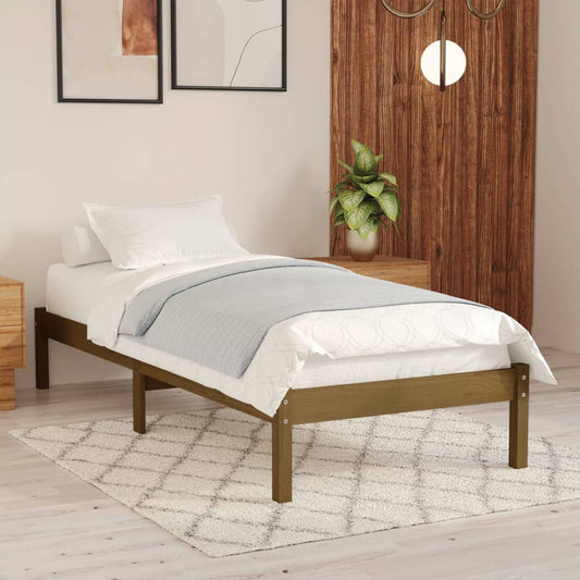 vidaXL Bed Frame Honey Brown Solid Wood Pine 90x200 cm