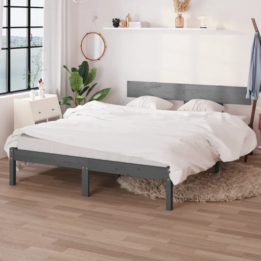vidaXL Bed Frame Grey Solid Wood 120x190 cm Small Double