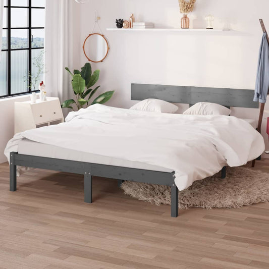 vidaXL Bed Frame Grey Solid Wood Pine 120x200 cm