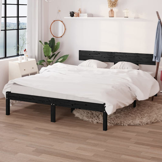 vidaXL Bed Frame Black Solid Wood Pine 120x200 cm