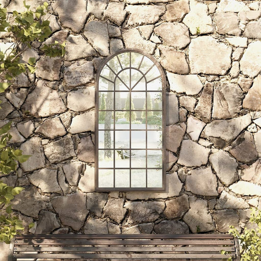 vidaXL Garden Mirror Sand 90x45 cm Iron for Outdoor Use