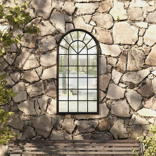 vidaXL Garden Mirror Black 90x45 cm Iron for Outdoor Use