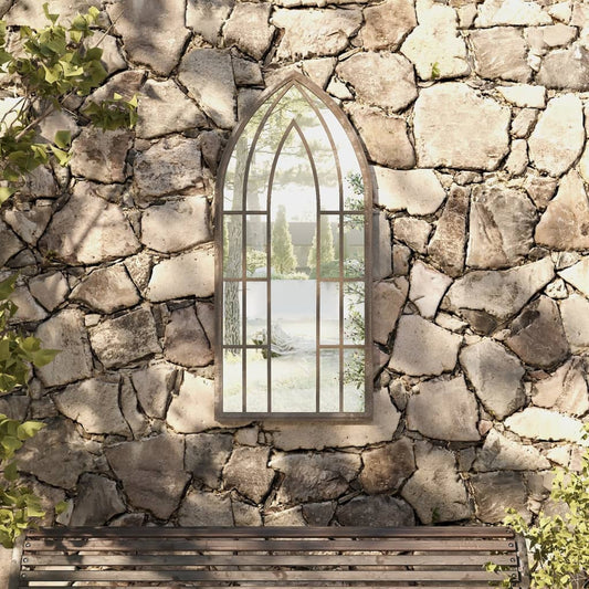 vidaXL Garden Mirror Sand 100x45 cm Iron for Outdoor Use