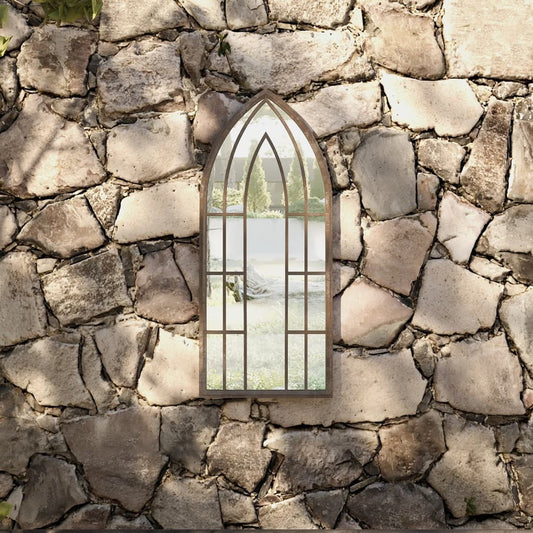 vidaXL Garden Mirror Sand 70x30 cm Iron for Outdoor Use