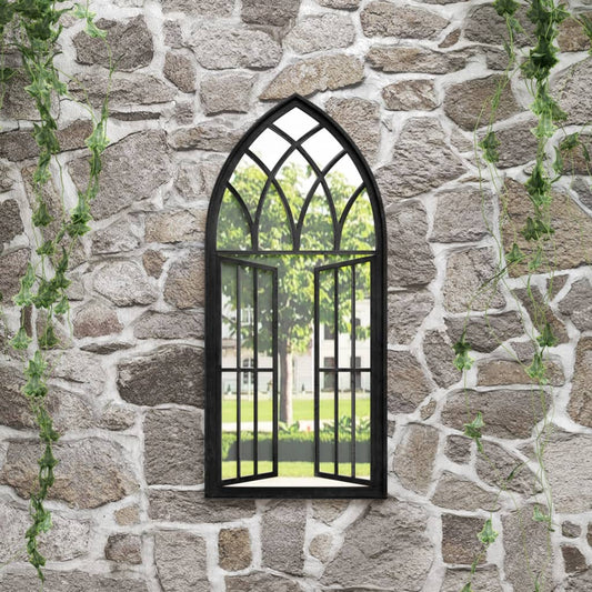 vidaXL Garden Mirror Black 100x45 cm Iron for Outdoor Use