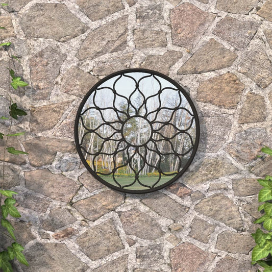 vidaXL Garden Mirror Black 40x3 cm Iron Round for Outdoor Use