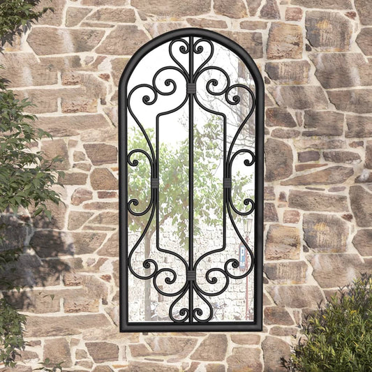 vidaXL Garden Mirror Black 100x45 cm Iron for Outdoor Use