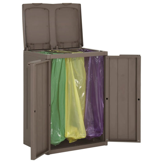 vidaXL Trash Bin with 2 Doors Brown 65x45x88 cm PP