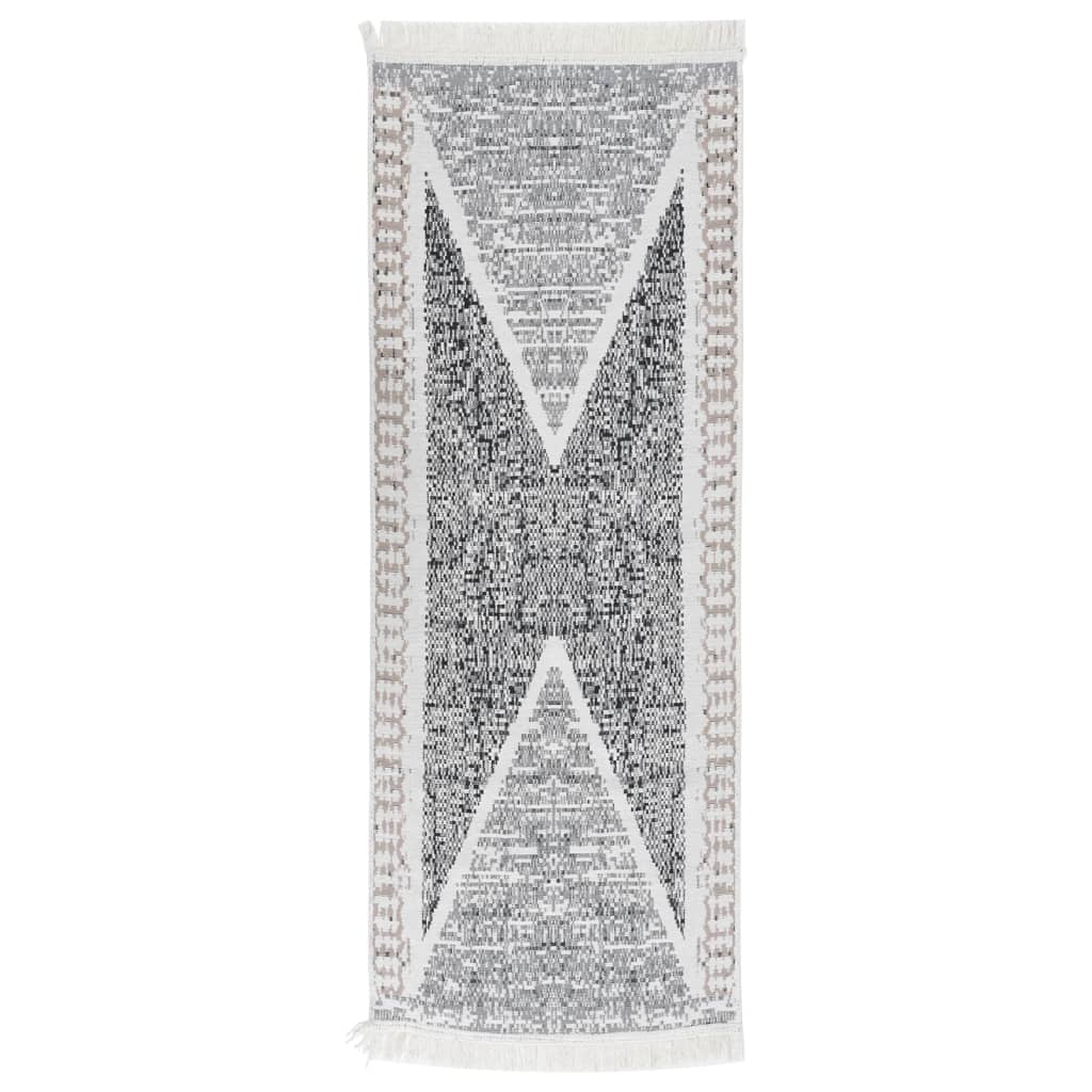 vidaXL Rug Black and Grey 100x300 cm Cotton