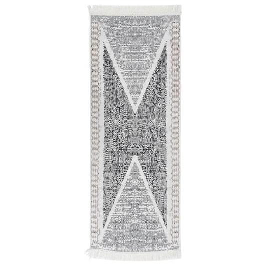 vidaXL Rug Black and Grey 100x300 cm Cotton