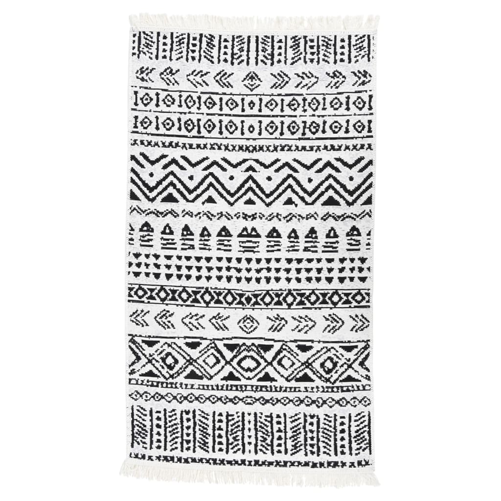 vidaXL Rug Black and White 120x180 cm Cotton
