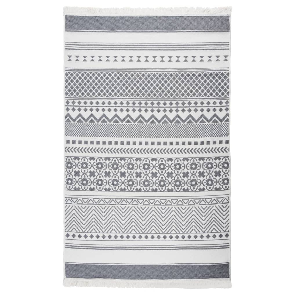 vidaXL Rug Grey and White 120x180 cm Cotton