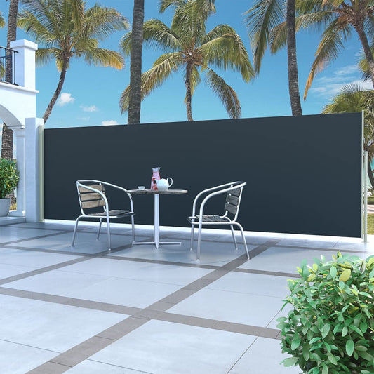 vidaXL Patio Retractable Side Awning 160x500 cm Black