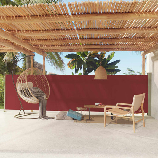 vidaXL Patio Retractable Side Awning 140x600 cm Red
