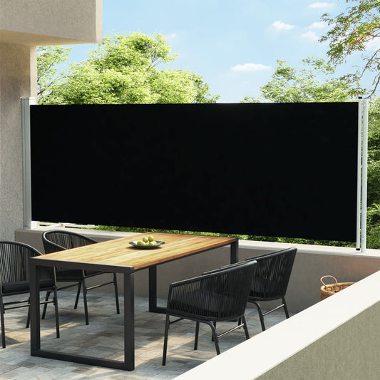 vidaXL Patio Retractable Side Awning 160x600 cm Black