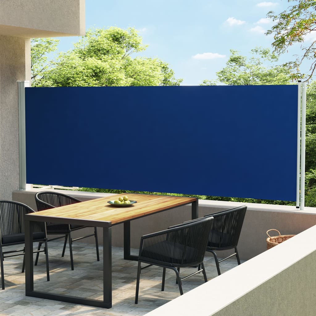 vidaXL Patio Retractable Side Awning 160x600 cm Blue