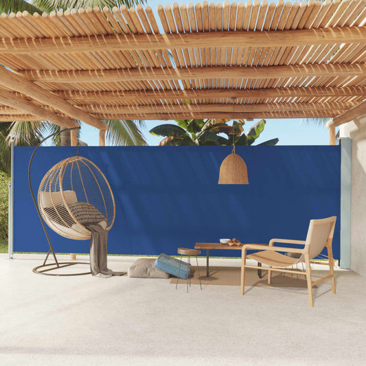 vidaXL Patio Retractable Side Awning 180x600 cm Blue