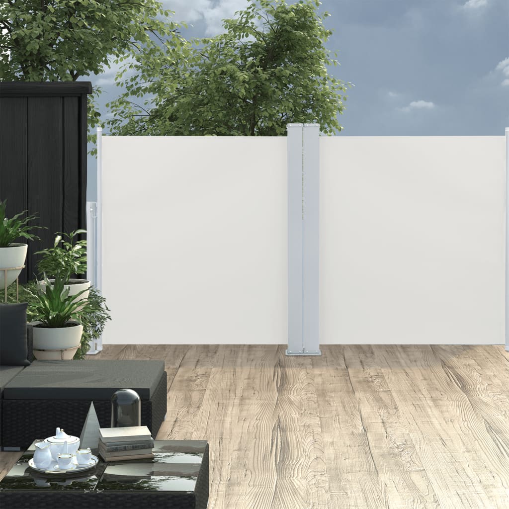 vidaXL Retractable Side Awning Cream 117x600 cm