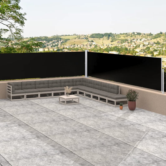vidaXL Retractable Side Awning Black 117x1000 cm