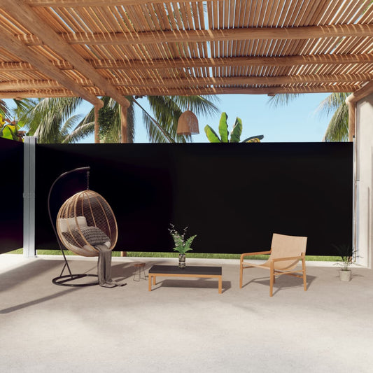 vidaXL Retractable Side Awning Black 220x1000 cm