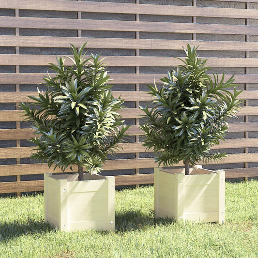 vidaXL Garden Planters 2 pcs White 31x31x31 cm Solid Pinewood