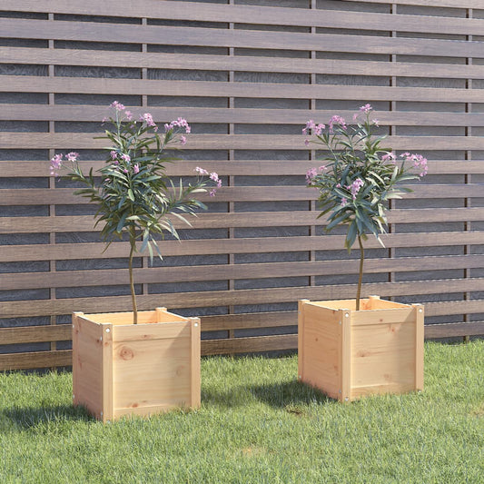 vidaXL Garden Planters 2 pcs 40x40x40 cm Solid Pinewood