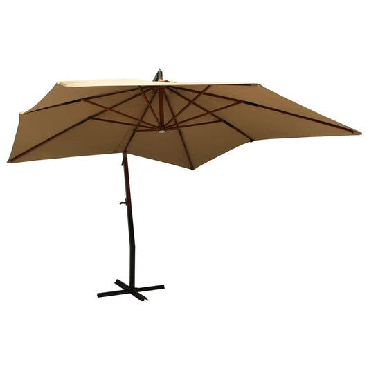 vidaXL Hanging Parasol with Wooden Pole 300 cm Taupe