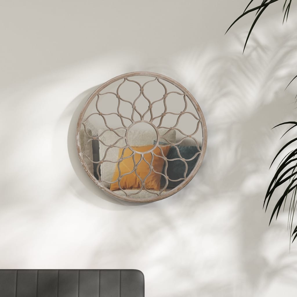 vidaXL Mirror Sand 60x3 cm Iron Round for Indoor Use