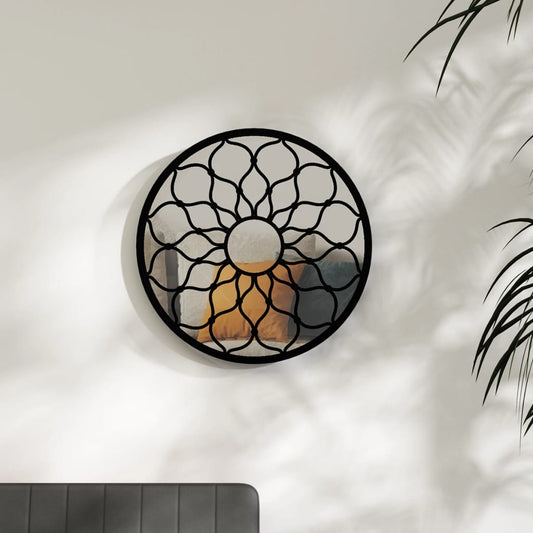 vidaXL Mirror Black 60x3 cm Iron Round for Indoor Use