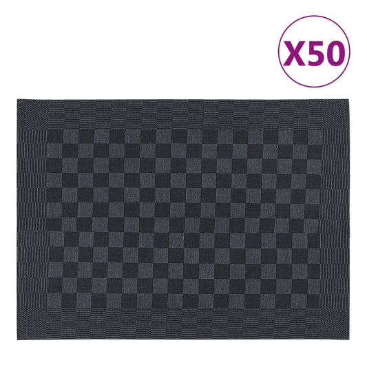 vidaXL Kitchen Towels 50 pcs Black and Grey 50x70 cm Cotton