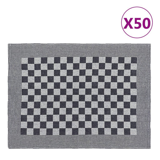 vidaXL Kitchen Towels 50 pcs Black and White 50x70 cm Cotton