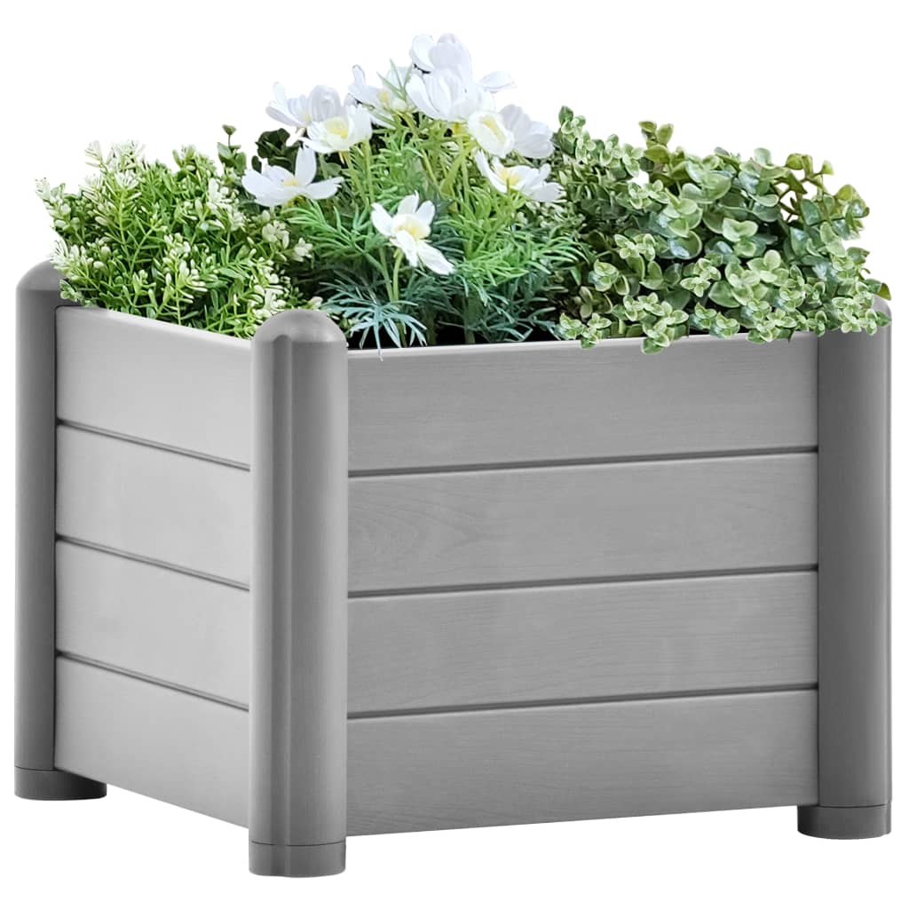 vidaXL Garden Raised Bed PP Stone Grey 43x43x35 cm
