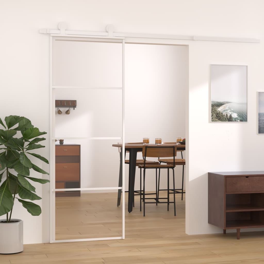 vidaXL Sliding Door ESG Glass and Aluminium 76x205 cm White