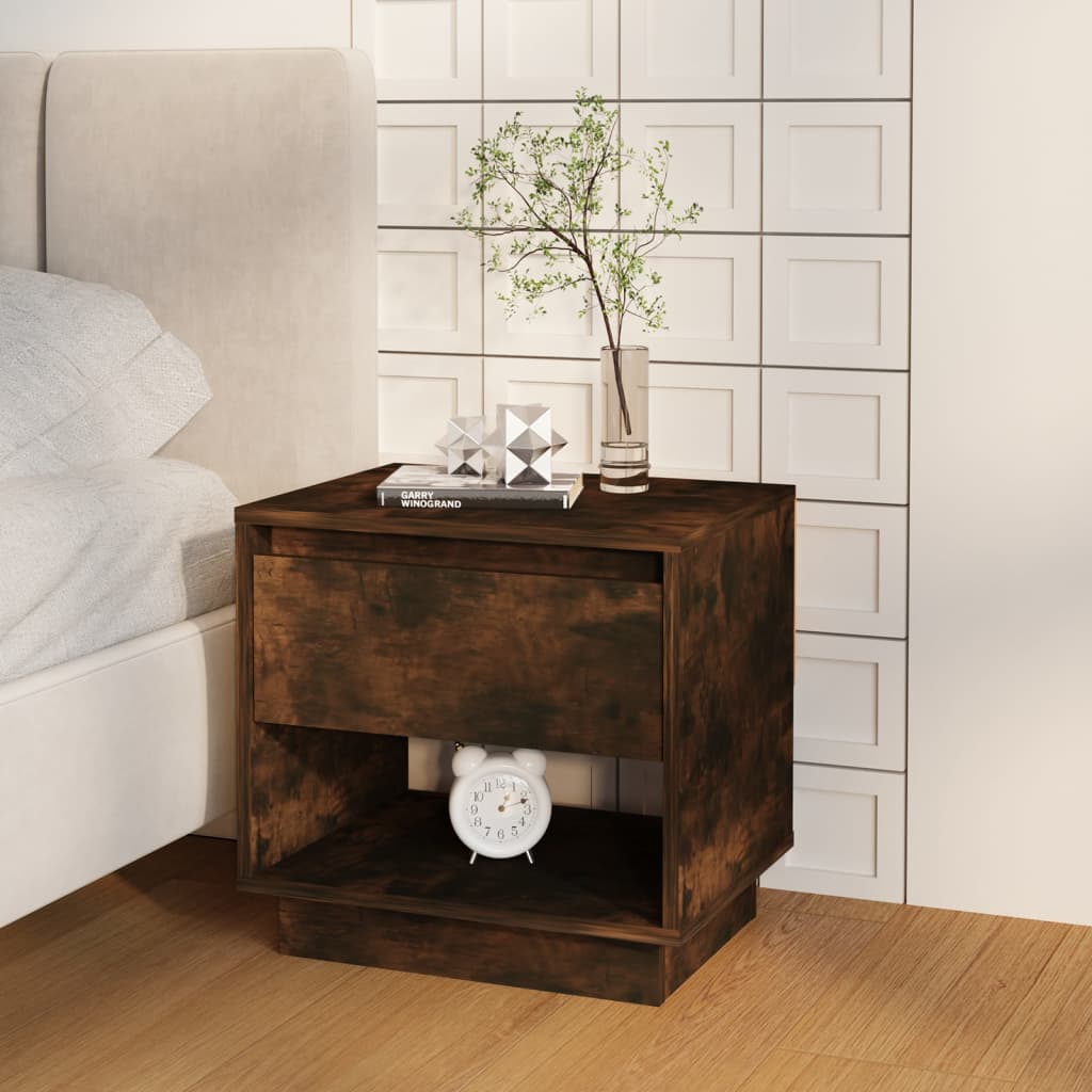 vidaXL Bedside Cabinet Smoked Oak 45x34x44 cm Engineered Wood