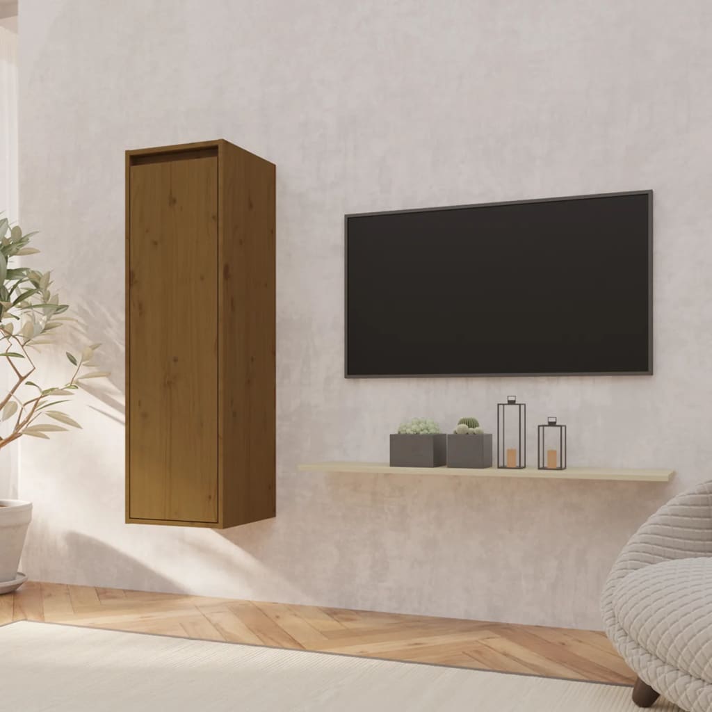 vidaXL Wall Cabinet Honey Brown 30x30x100 cm Solid Pinewood